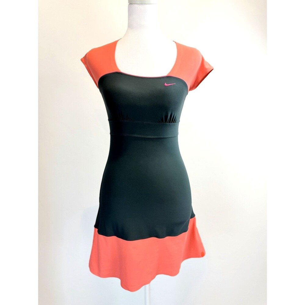 Nike Fit Dry Tennis Dress XS Coral Black Athletic Activewear